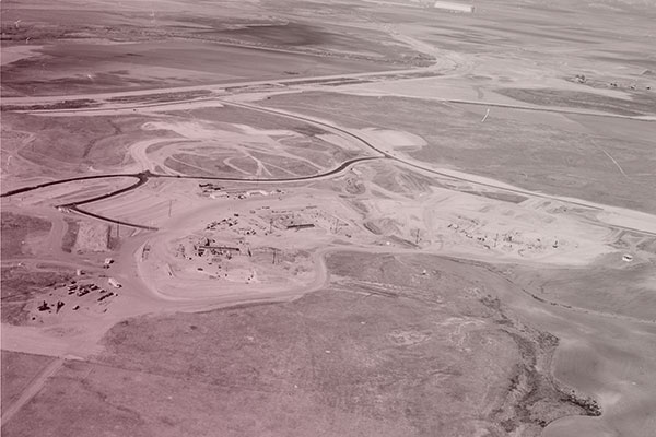 Aerial view of campus site, April 1964